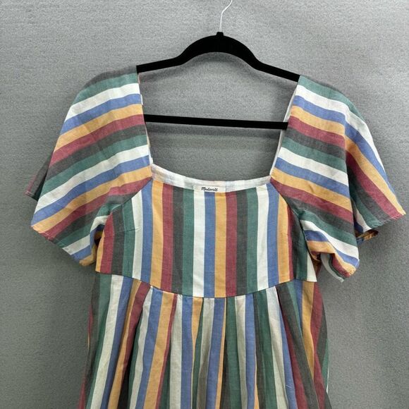 Madewell Square-Neck Mini Dress in Festival Stripe Size S - Picture 5 of 11